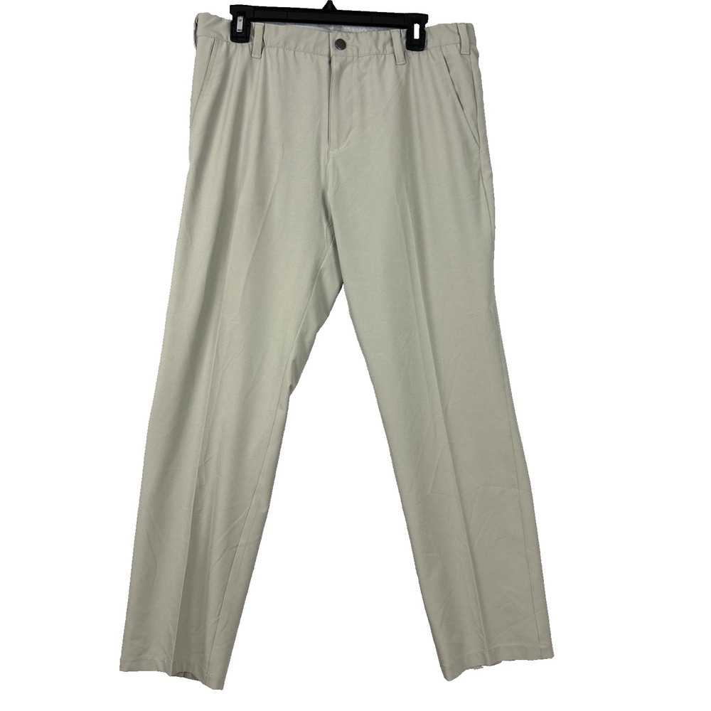 Adidas Golf Pants Men's 34x30‎ Beige Stretch Logo Lightweight Moisture Wicking